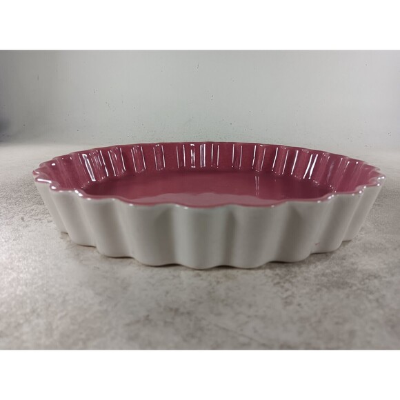 Quiche Pan Pink Ceramic Stoneware 10" Made in Japan - Picture 2 of 6